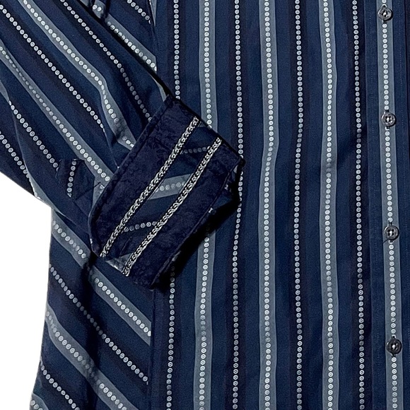 ZAGARI Navy Blue Striped Shirt | XL - Picture 4 of 8